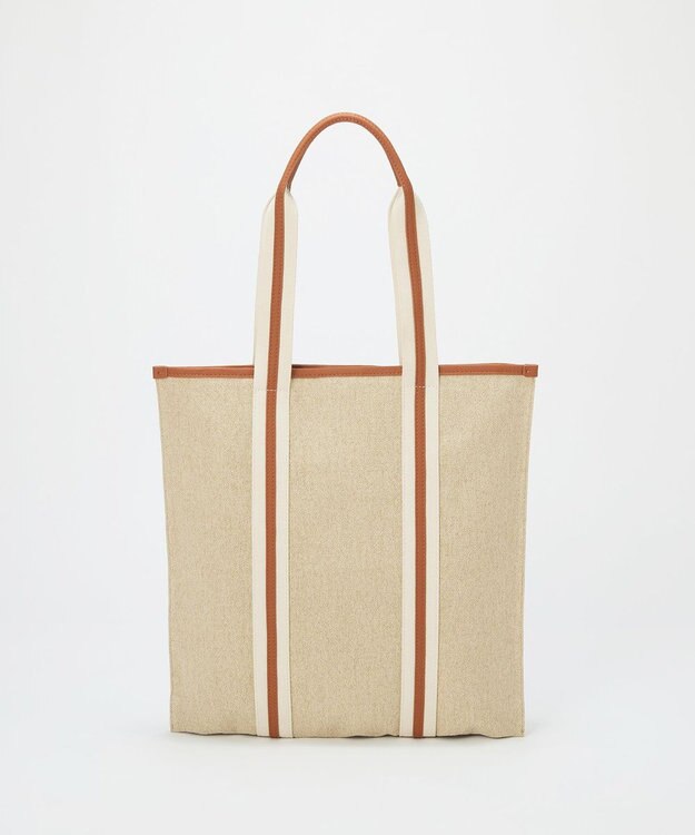 TOPKAPI 【TREASURE TOPKAPI】レザーコンビ ストライプハンドル スリム トートバッグ　A4 / 軽量 キャメル