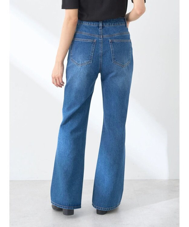 earth music&ecology ラインストーンフレアデニムパンツ Medium Indigo