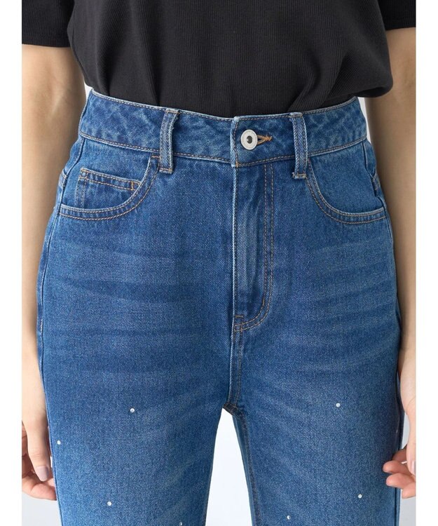 earth music&ecology ラインストーンフレアデニムパンツ Medium Indigo