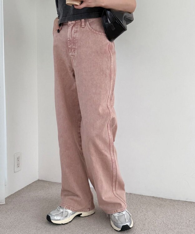 WEGO ハートポケットストレートデニムパンツ ピンク