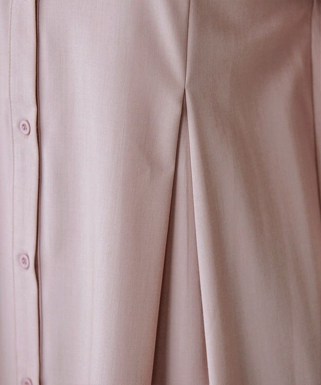 Tiaclasse 【洗える】-TiaBASIC-バンドカラーシャツチュニックブラウス ピンク