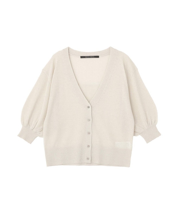 YECCA VECCA シアーニットVネックカーディガン Light Beige