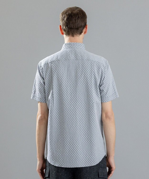JOSEPH HOMME トライジャガードストレッチ   ウイングカラー半袖シャツ ライトグレー系