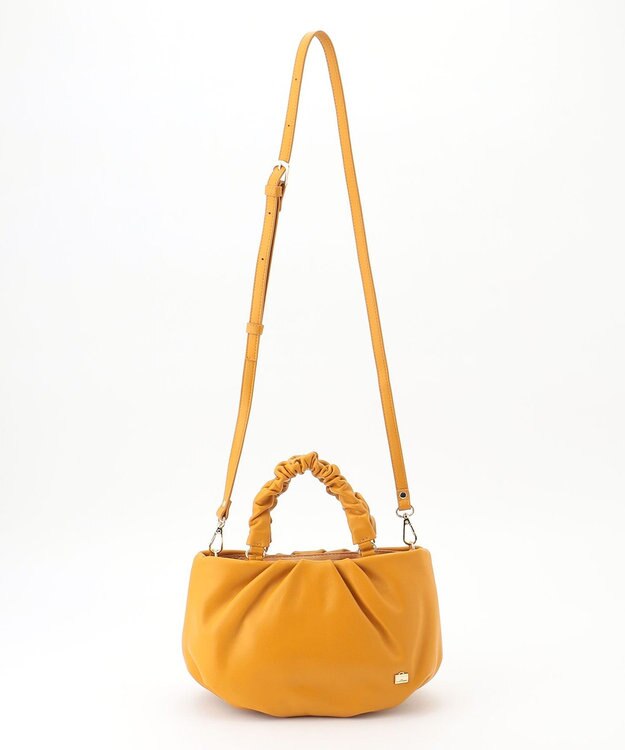 LA BAGAGERIE シープレザー ギャザーハンドル2wayラウンドトートバッグ マスタード