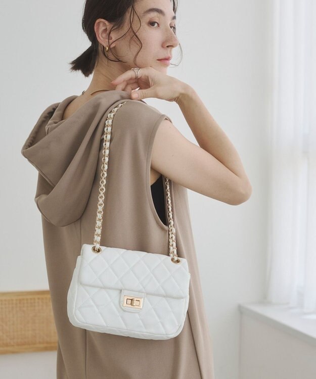 WEGO 【ANGIE VINTAGE】キルティングショルダーBAG ホワイト