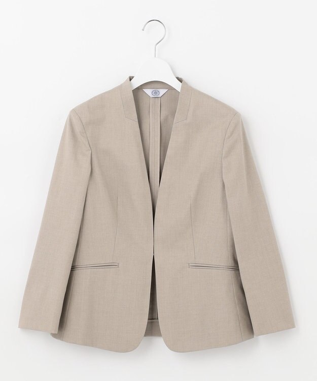 J.PRESS LADIES 【洗える・撥水・防汚】コットンFITTYシャーク ノーカラー ジャケット ベージュ系