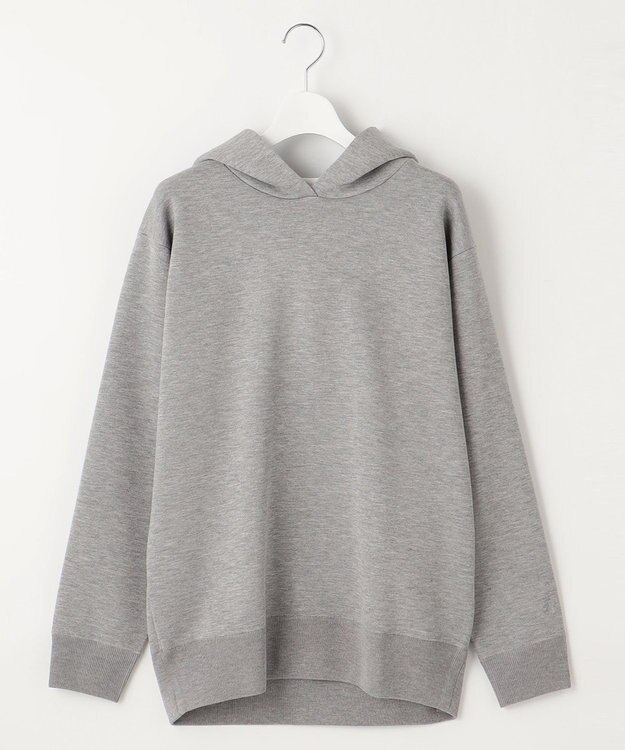 自由区 【洗える】シャイニースムースニット パーカー ライトグレー系