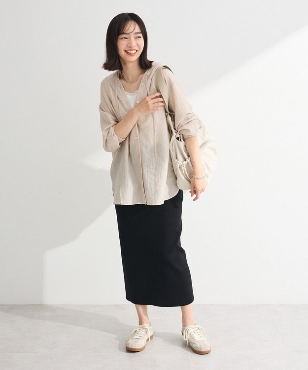 Green Parks シアーフードシャツ Beige