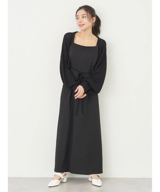 earth music&ecology ＳＥＴ２点　マルチウェイボレロキャミワンピース Black