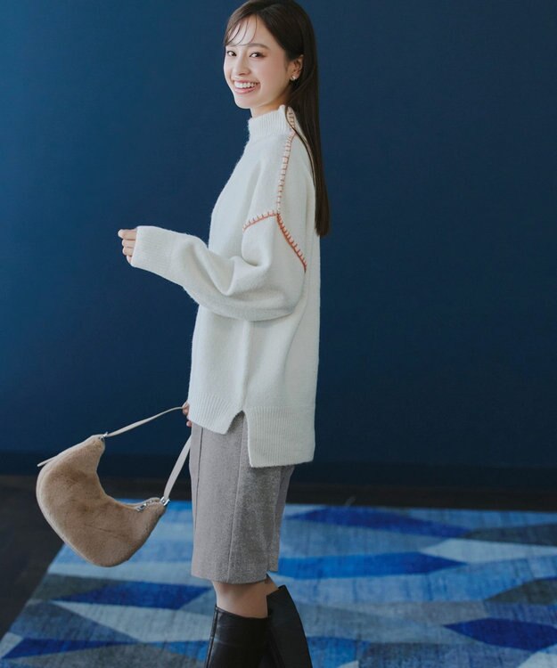 Tiaclasse 【洗える】ウール調キュロットパンツ グレー