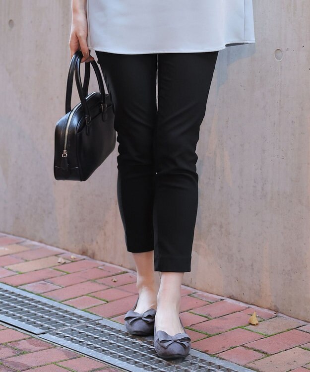 Tiaclasse 【洗える】裏起毛ストレッチテーパードパンツ ブラック