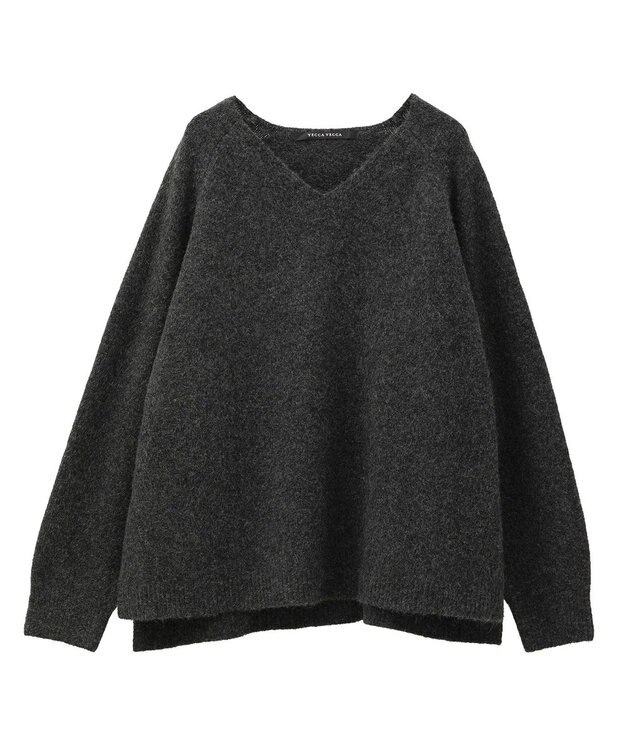 YECCA VECCA Vネックルーズニット Charcoal Gray