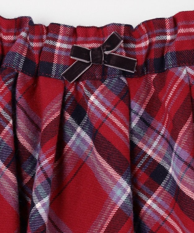 ANY KIDS チェック柄 スカパン レッド系