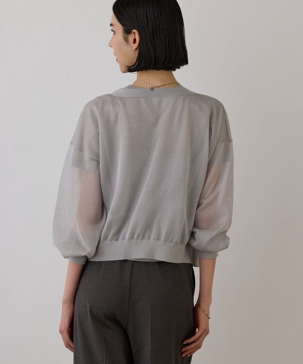 GRACE CONTINENTAL ブライトシアーニットカーディガン グレー