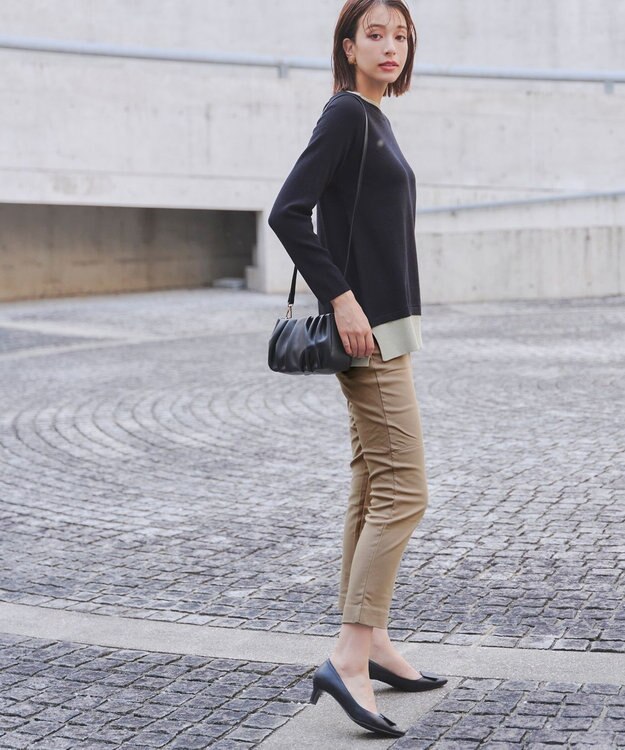 Tiaclasse 【洗える】裏起毛ストレッチテーパードパンツ キャメル