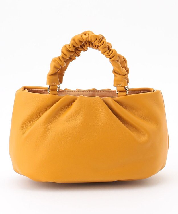 LA BAGAGERIE シープレザー ギャザーハンドル2wayラウンドトートバッグ マスタード