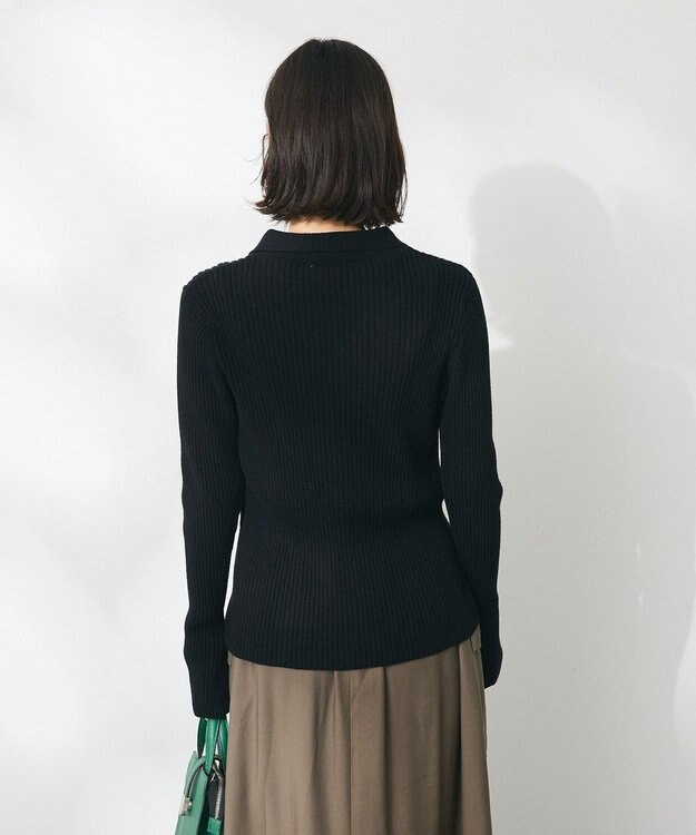 CRAFT STANDARD BOUTIQUE 襟付きニットコンパクトカーディガン Black