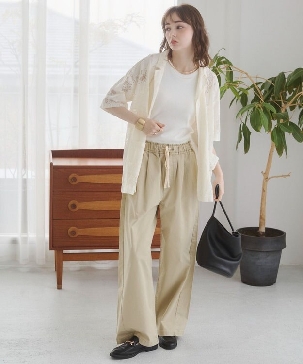 WEGO 【ANGIE VINTAGE】ツイルイージーパンツ ライトベージュ