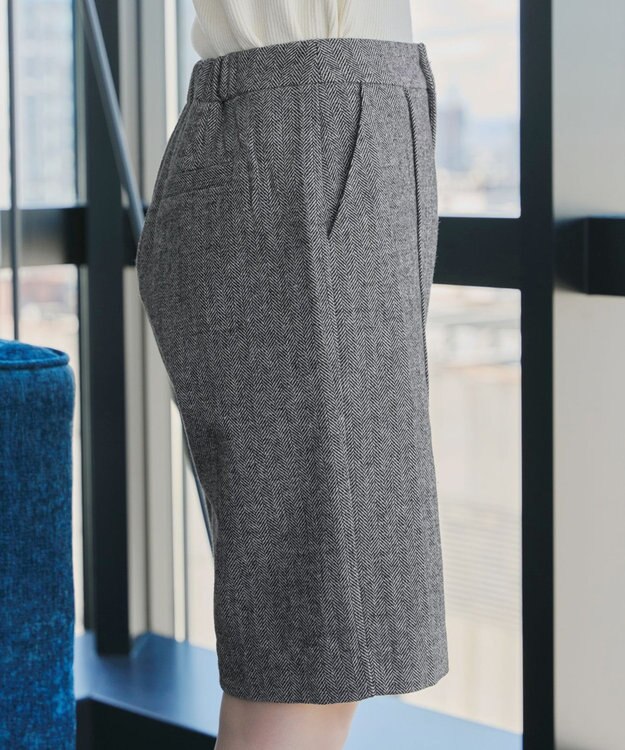 Tiaclasse 【洗える】ウール調キュロットパンツ チャコールグレー