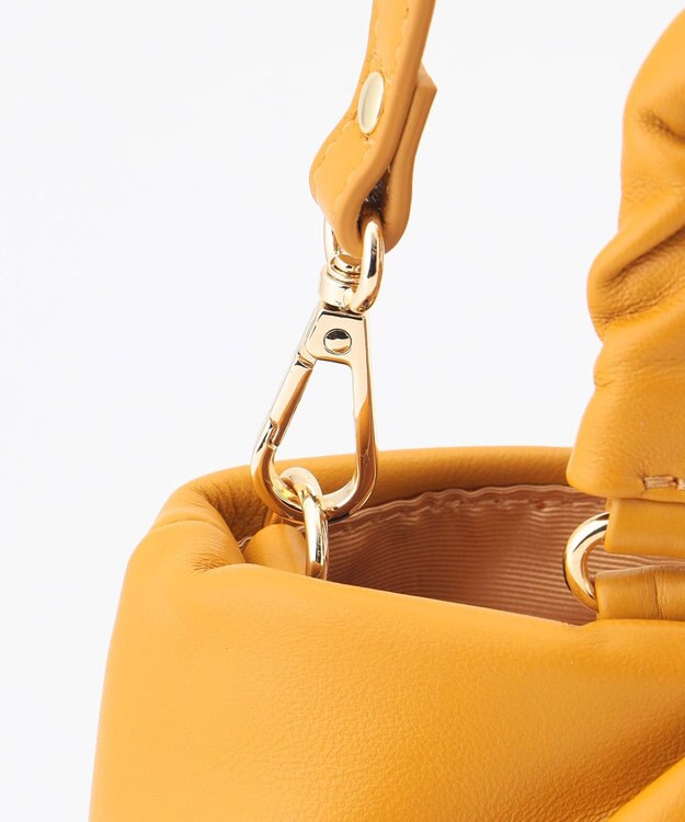 LA BAGAGERIE シープレザー ギャザーハンドル2wayラウンドトートバッグ マスタード