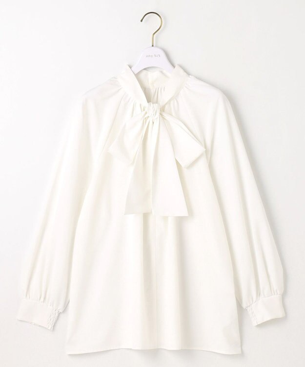 ANY SIS L 【優木まおみさんコラボ】秒映えセレモニー ブラウス × ジャンパースカート オフ×ネイビー