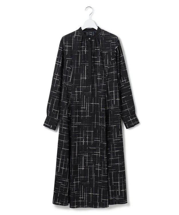 23区 【洗える】モノクロトーンプリント ワンピース ブラック系