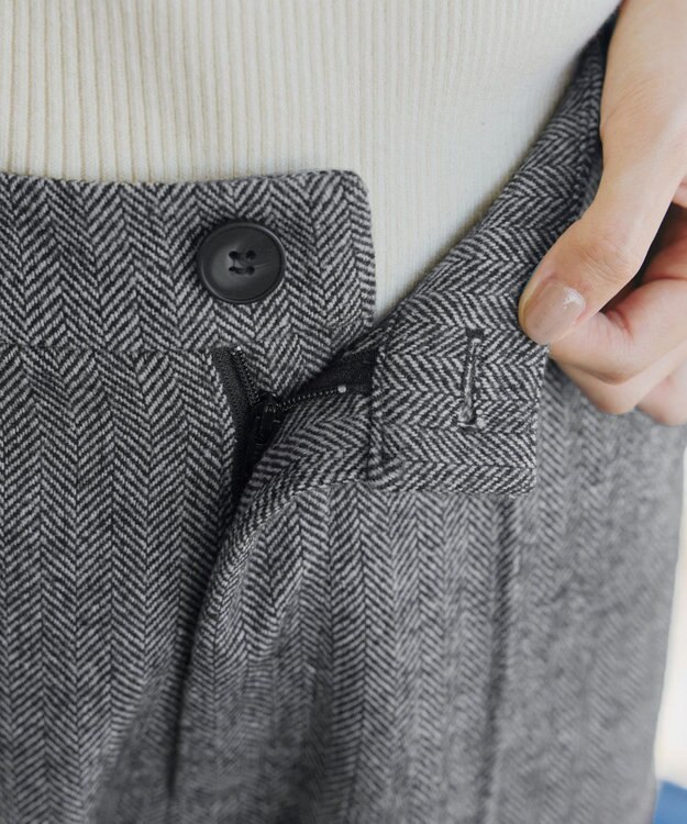 Tiaclasse 【洗える】ウール調キュロットパンツ チャコールグレー