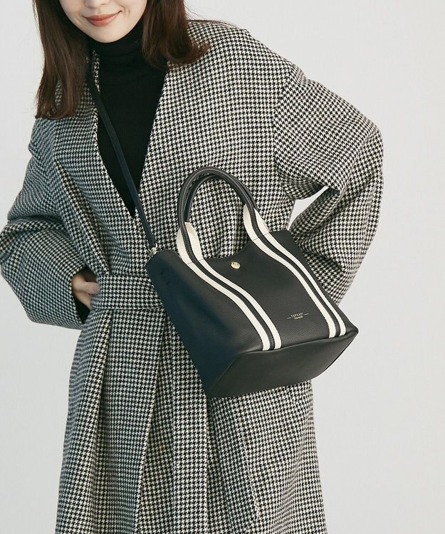 TOPKAPI 【TREASURE TOPKAPI】ソフトシュリンク テープコンビ ミニ トート バッグ ショルダーベルト付 ブラック