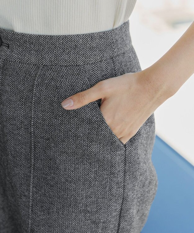 Tiaclasse 【洗える】ウール調キュロットパンツ チャコールグレー