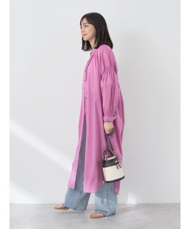 earth music&ecology コットンボイルギャザーワンピース Purple