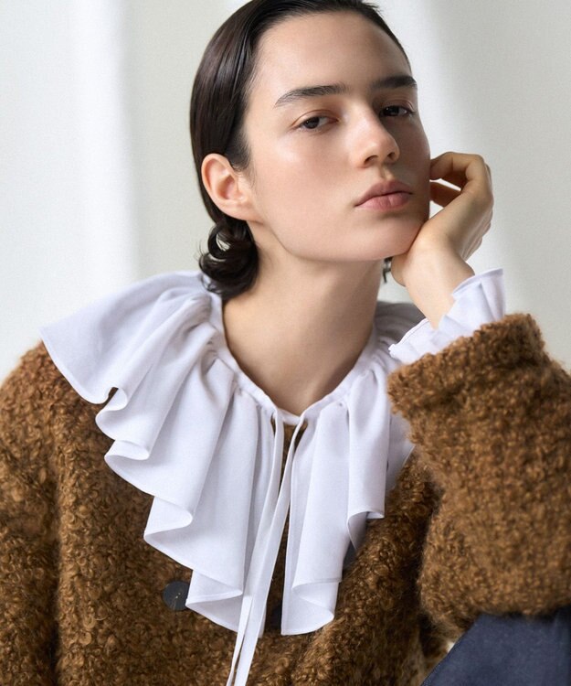 23区 【GOLD LABEL】シアーコットン ラッフル襟 ブラウス ホワイト系