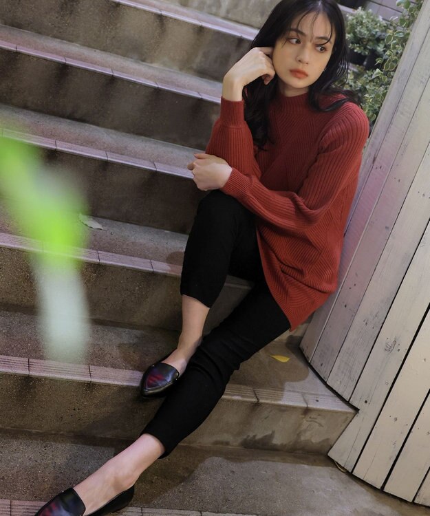 Tiaclasse 【洗える】裏起毛ストレッチテーパードパンツ ブラック