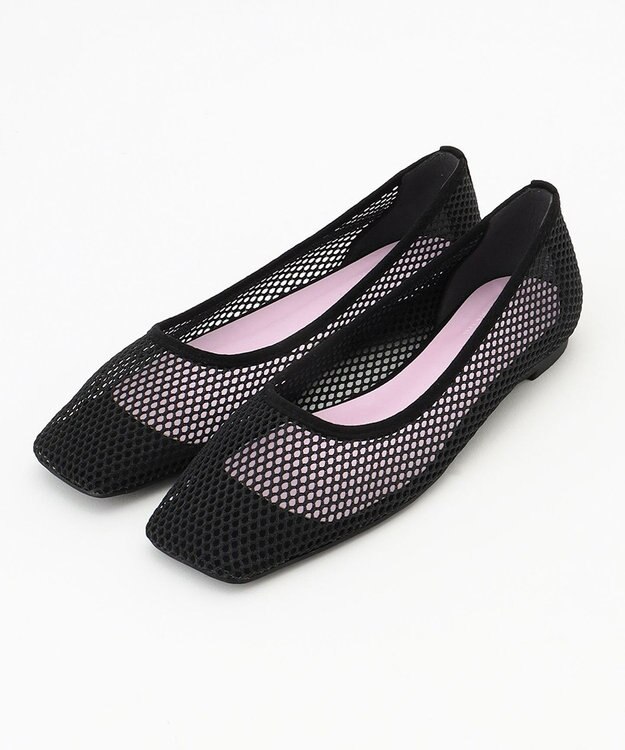 united bamboo 【辺見えみりさんコラボ】スクエアメッシュパンプス ブラック系