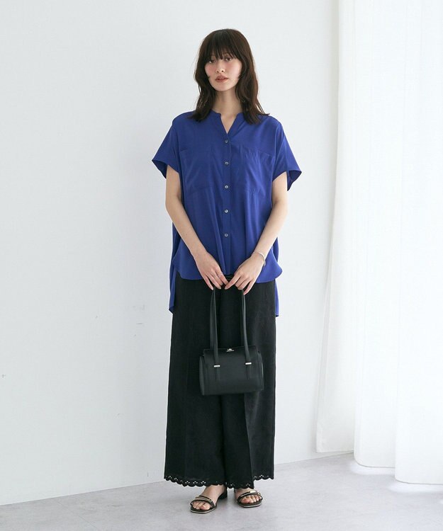 YECCA VECCA 【セットアップ可能】ポケットスキッパーシャツ Blue