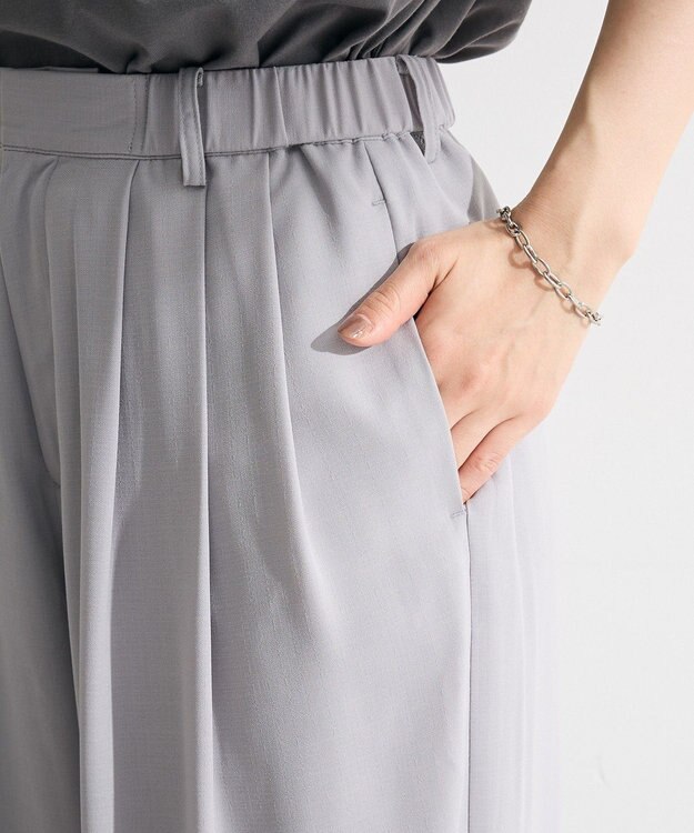 Green Parks セミワイドスラックスパンツ Light Gray