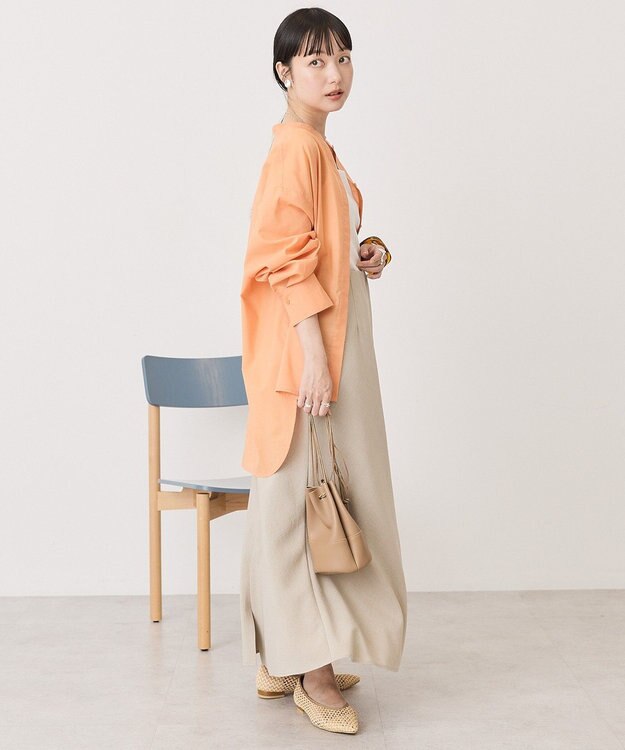 AMERICAN HOLIC リネンライクバンドカラーシャツ Orange