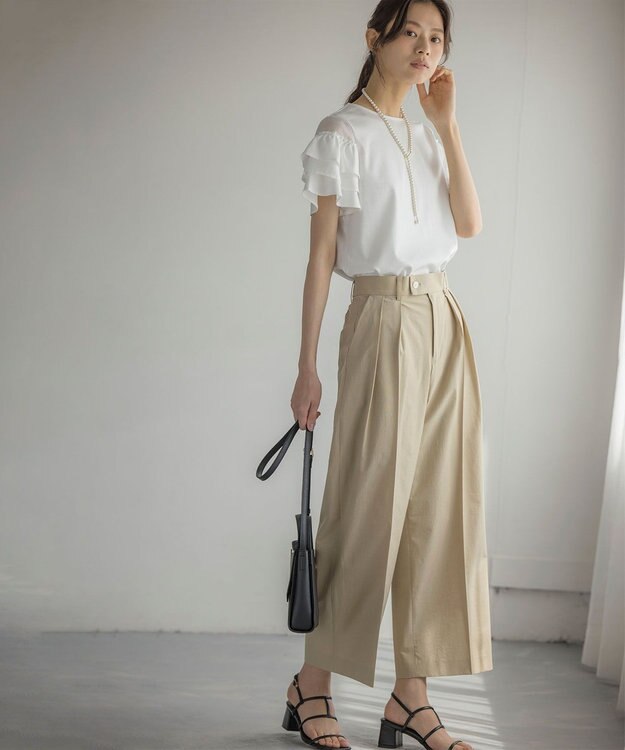 組曲 S スーパーライトストレッチ ワイドパンツ ベージュ系