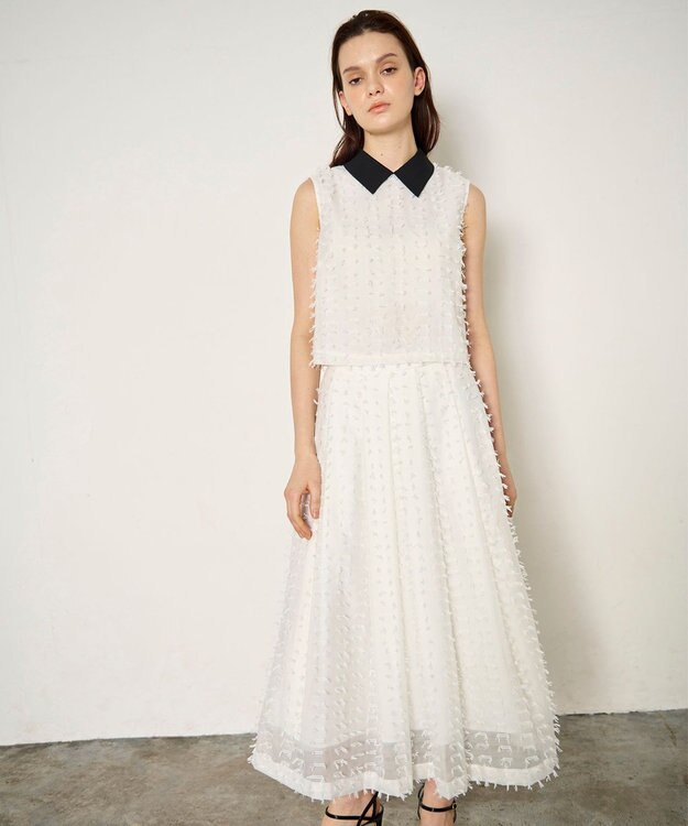 GRACE CONTINENTAL シアージャガード スカート ホワイト