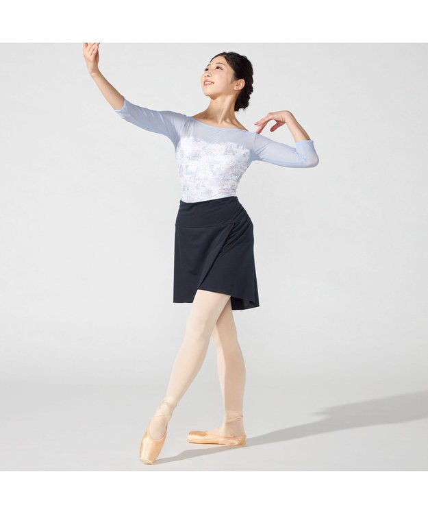 Chacott 6分袖レオタード サックスブループリント