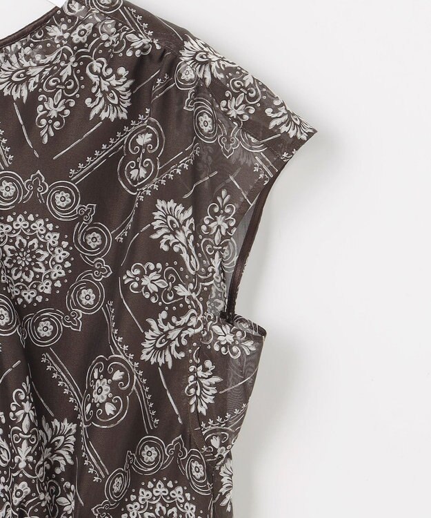 自由区 ロータスタイルプリント ワンピース ブラウン