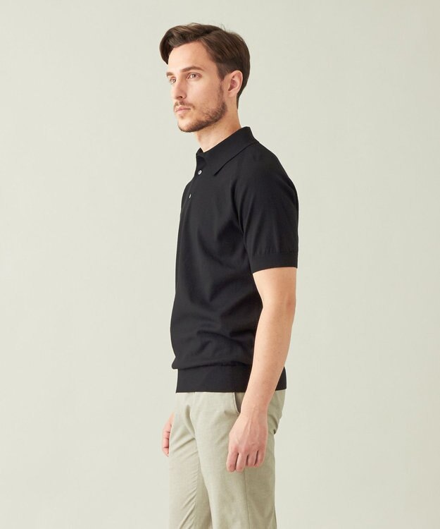 GOTAIRIKU ニットポロ＿無地 ブラック系