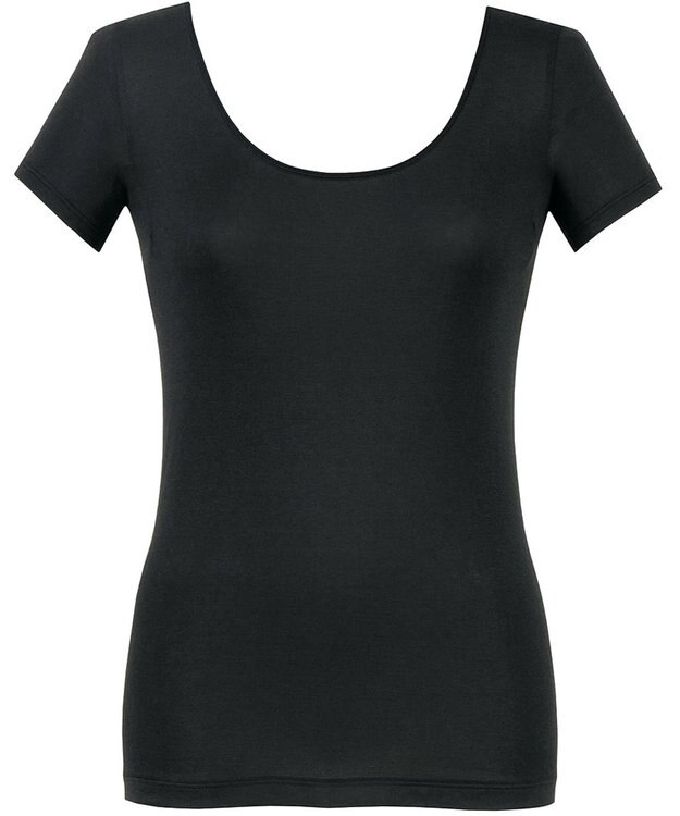 Wing インナー 【綿の贅沢オーガニック】 オーガニックコットン混素材 薄くて軽い ２分袖 EL1256 ウイング／ワコール ブラック