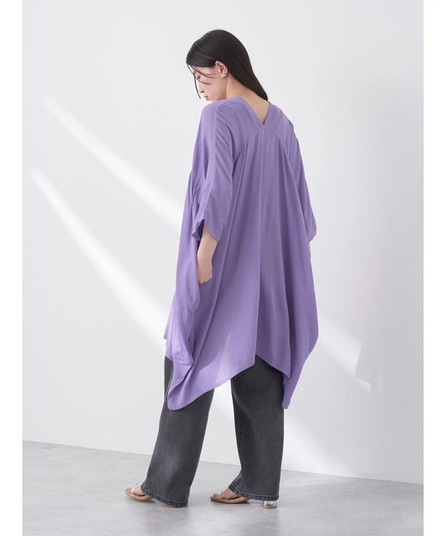 earth music&ecology レーヨンビッグシャツチュニック Purple