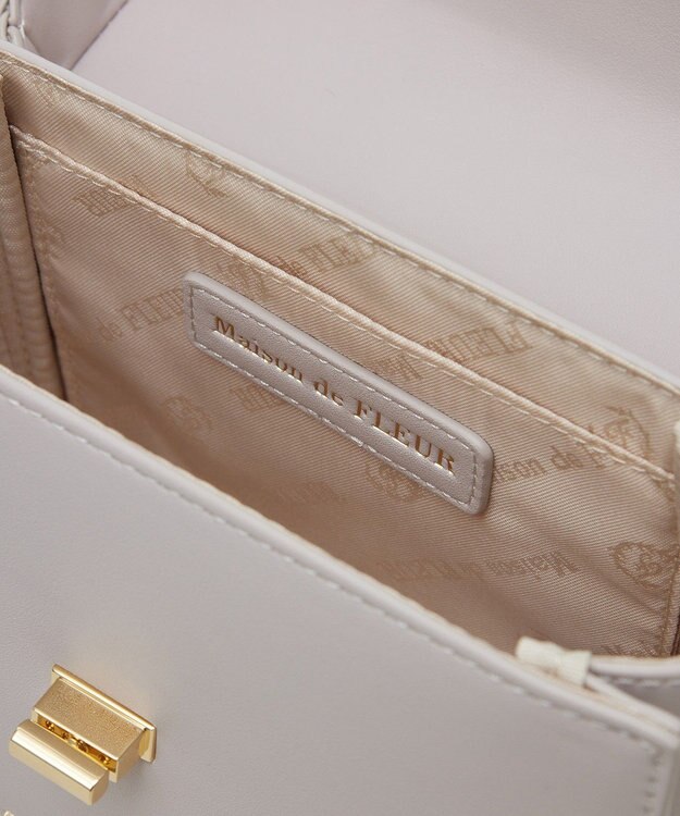 Maison de FLEUR フロントリボントップハンドルバッグ Grayish Pink