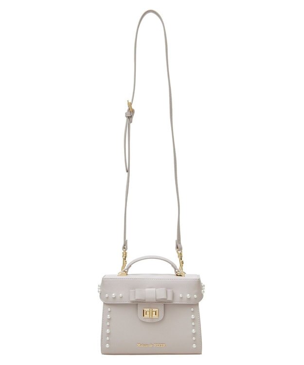 Maison de FLEUR フロントリボントップハンドルバッグ Grayish Pink