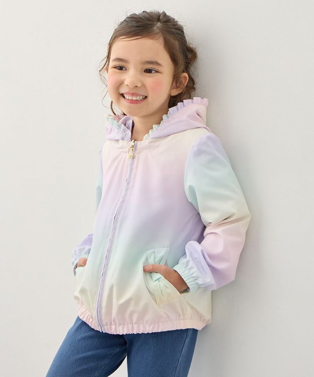 ANY KIDS 【フード取り外し/洗濯機可能】撥水加工リバーシブルゾン レインボー