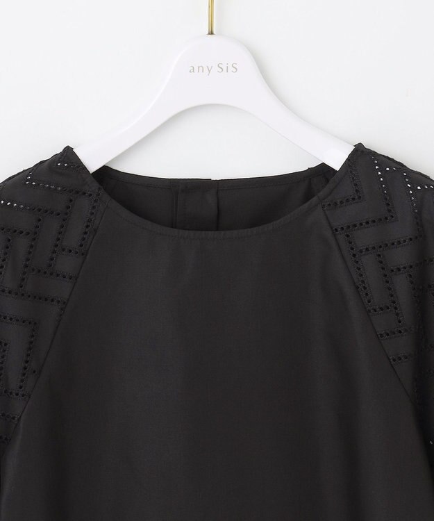 ANY SIS 【洗える】エンブロイダリーラグラン ブラウス ブラック