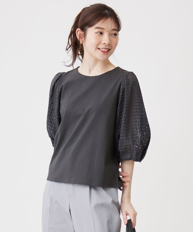 ANY SIS S レースコンビ カットソー スレート