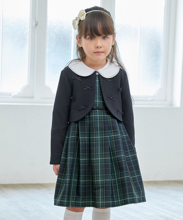 ANY KIDS チェック柄ジャンパースカート ブラックウォッチ