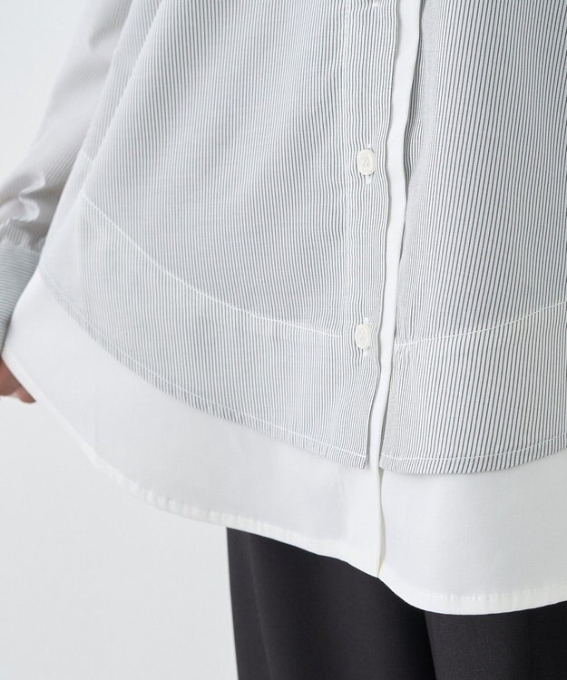 earth music&ecology レイヤードストライプシャツ Off White